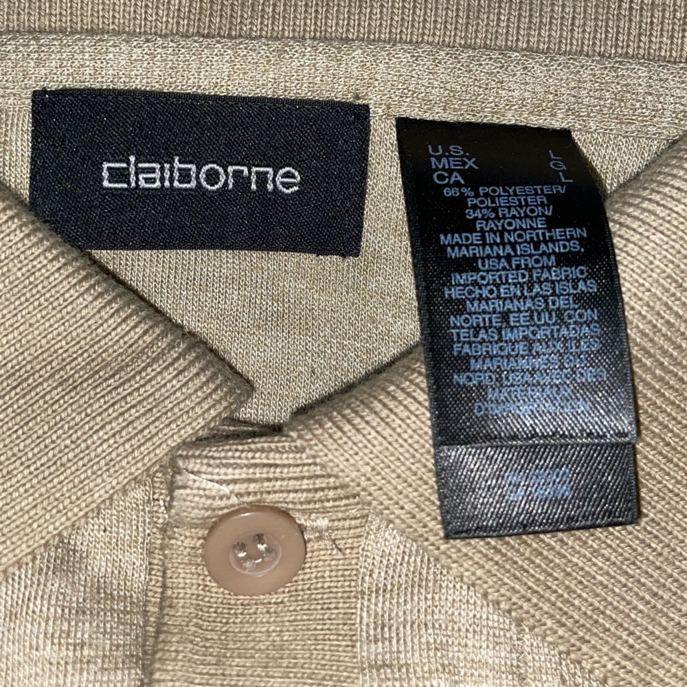 🗂️Men's Claiborne Tan Polo Shirt - Picture 4 of 5